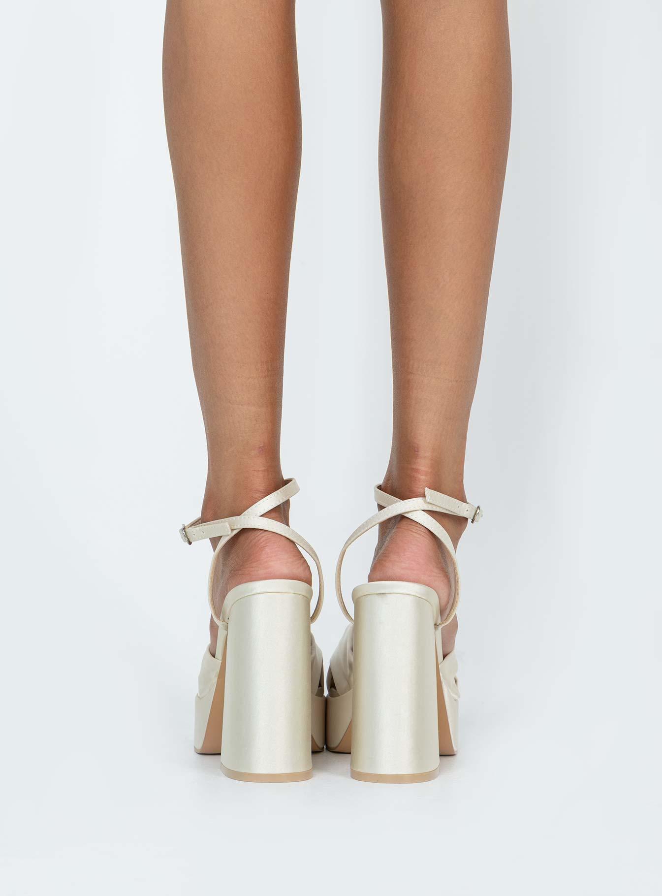 Everlasting Satin Platform Heels Champagne Product Image