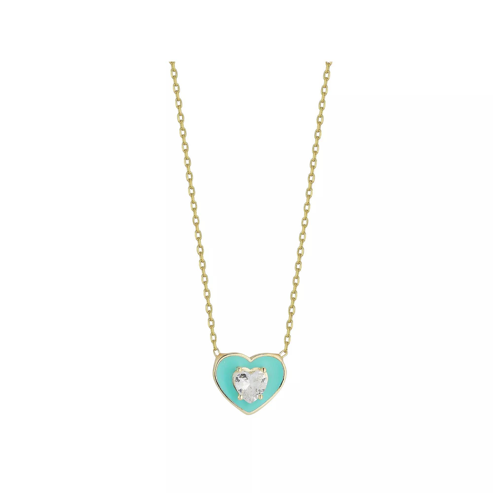 Sunkissed Sterling Cubic Zirconia Heart Pendant Necklace, Women's, Size: 18", Gold Tone Pink Product Image