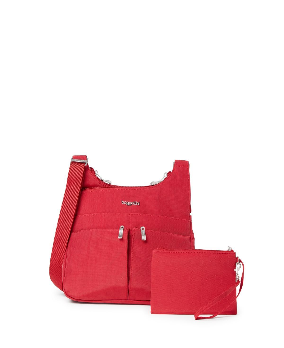 Womens Baggallini Cross Over Crossbody Bag with RFID Blocking Wristlet, Grey Product Image