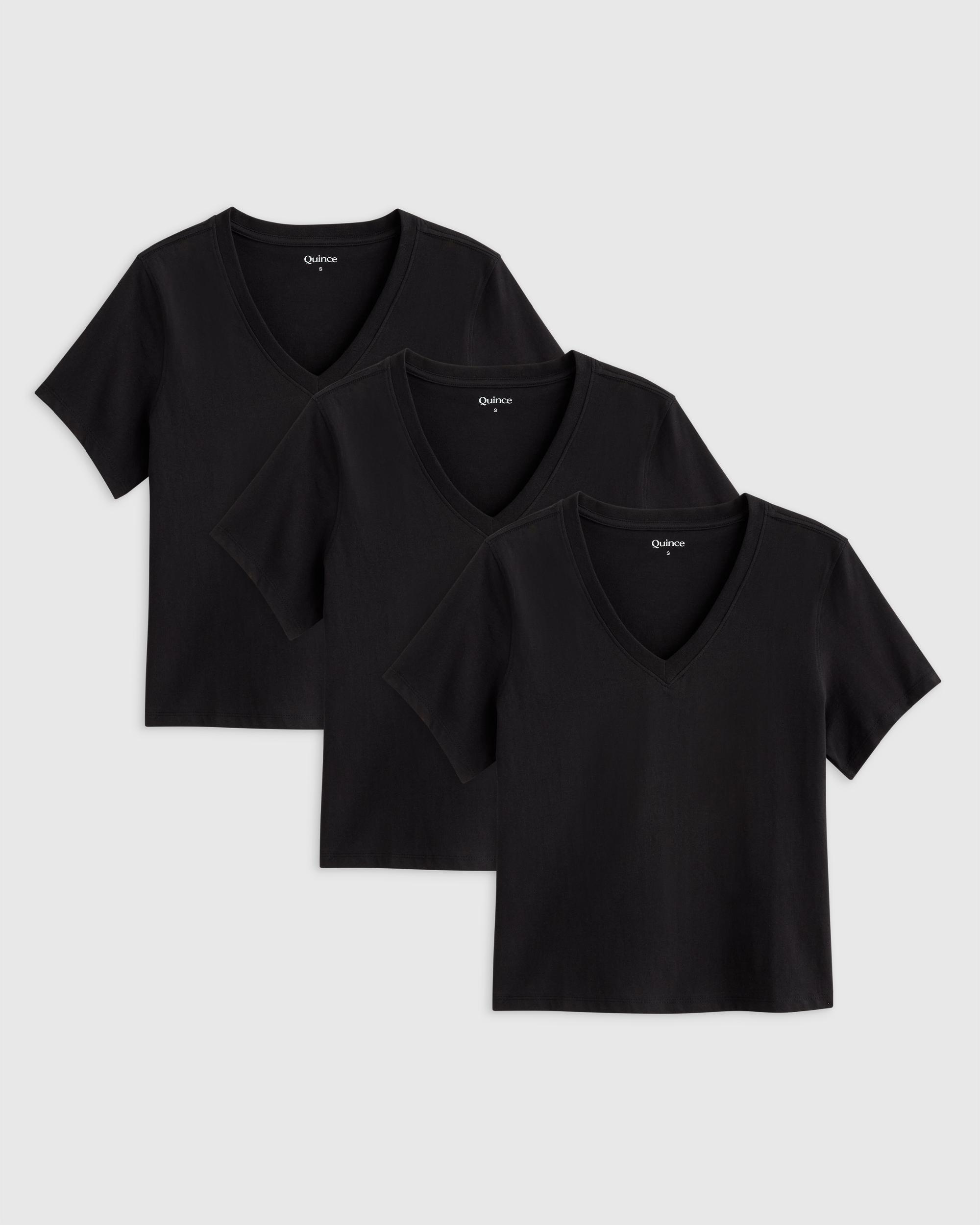 Quince | Women's Boxy V-Neck T-Shirt Size XS, Organic Cotton Product Image