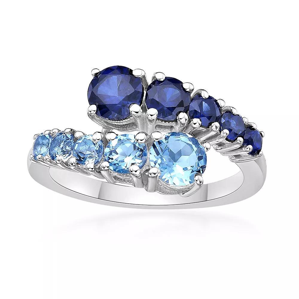 Gemminded Sterling Silver ISQA Blue Topaz & Lab-Created Sapphire Ring, Womens Product Image
