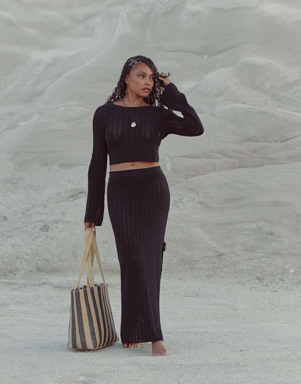 4th & Reckless x Loz Vassallo shannon knit beach maxi skirt Product Image