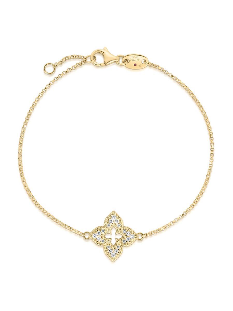 Womens Small 18K Yellow Gold & 0.15 TCW Diamond Venetian Flower Bracelet Product Image