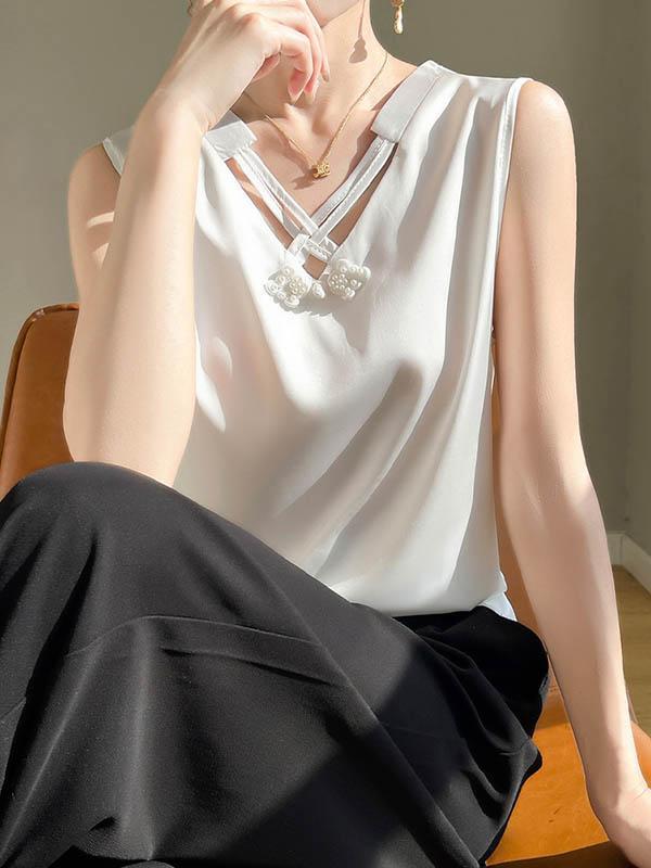 Loose Plus Size Solid Color V-Neck Vest Top Product Image