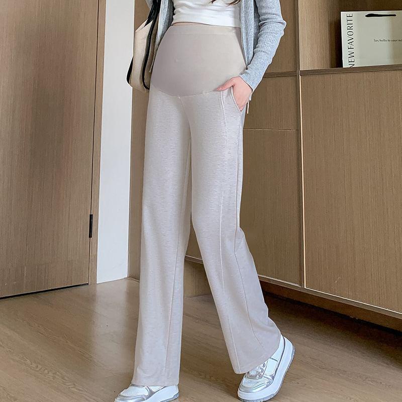 Maternity High Rise Plain Straight Leg Pants Product Image