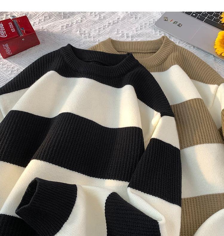 Crew Neck Striped Sweater Product Image