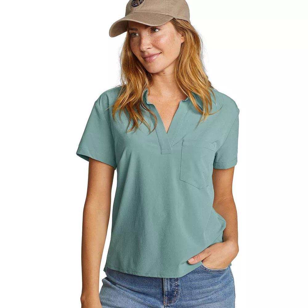 Women's Eddie Bauer Departure Collared V-Neck Tee, Size: XL, Dusty Loden Product Image