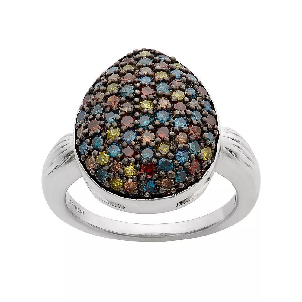 Jewelexcess 1 Carat T.W. Diamond Sterling Silver Teardrop Ring, Women's, Size: 7, Multicolor Product Image