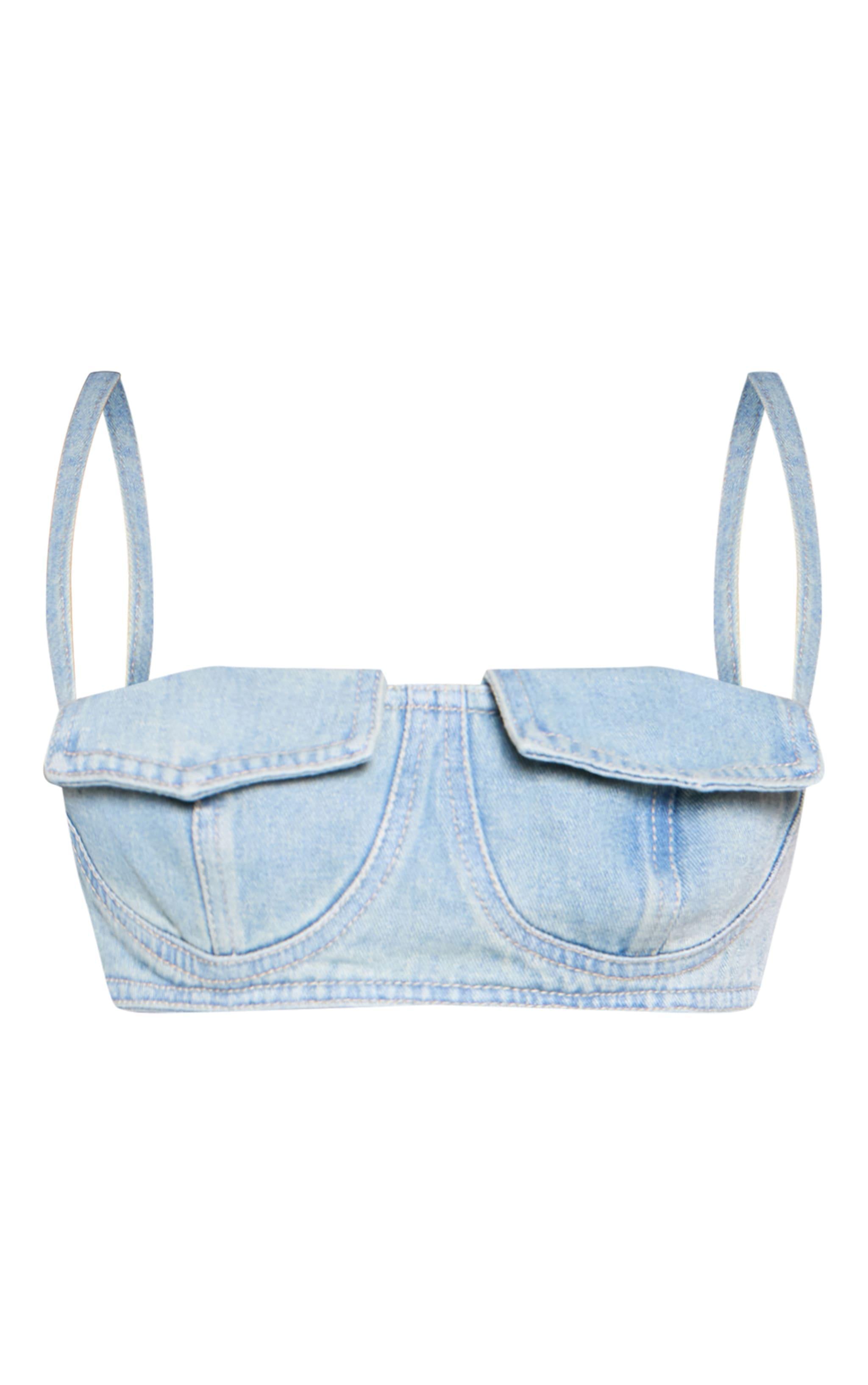 Vintage Wash Pocket Detail Denim Bralette Product Image