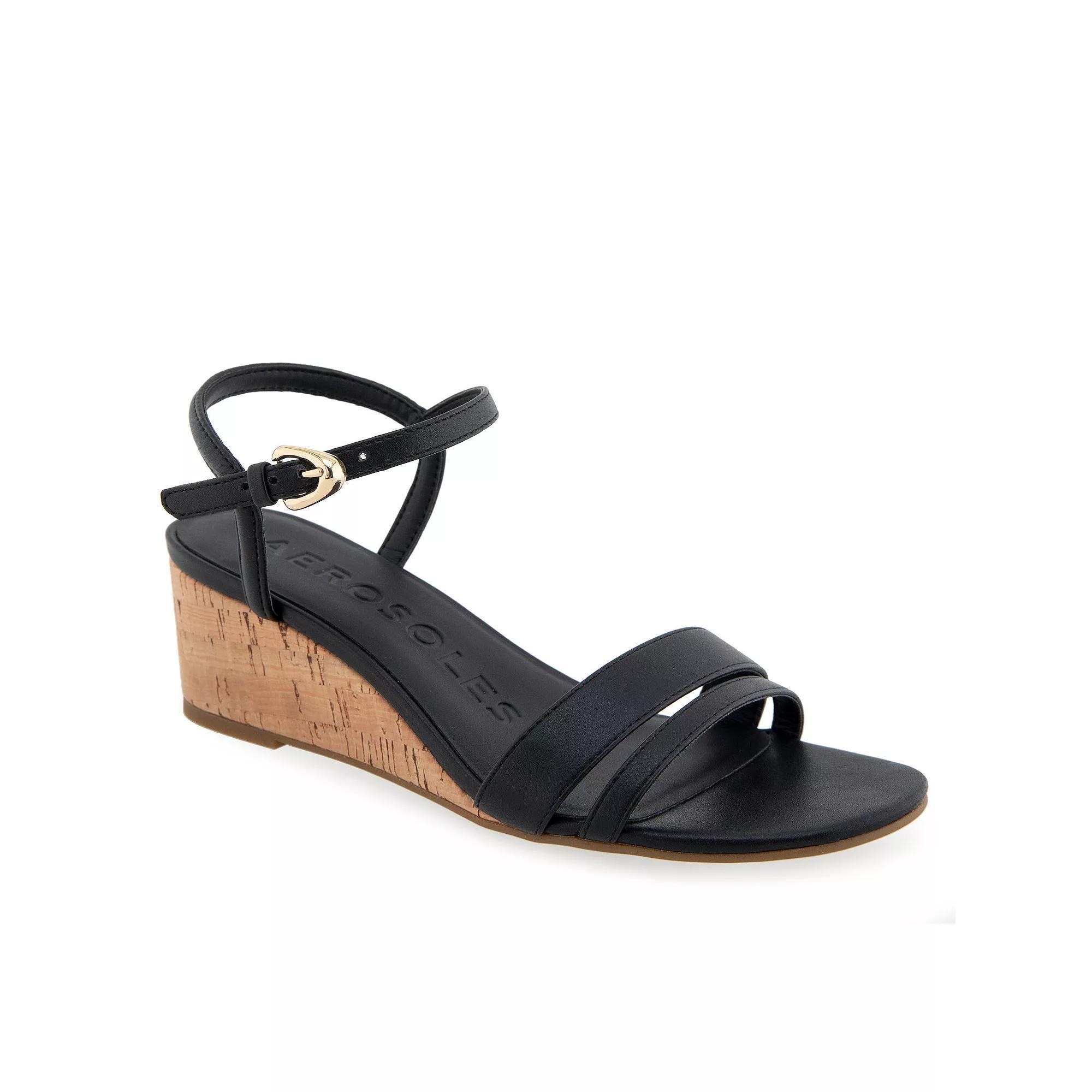 Aerosoles Witt Women's Wedge Sandals, Size: 9.5, Black Cork Product Image