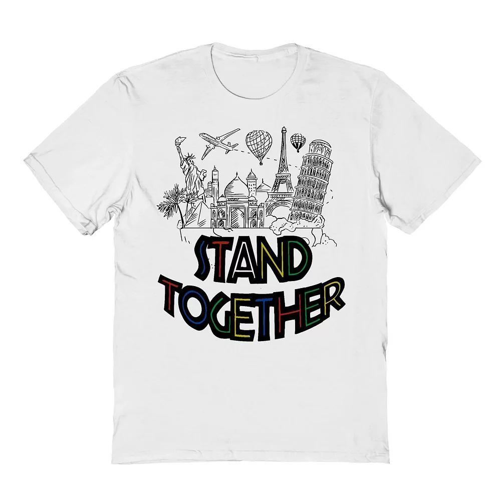 Men's Global Landmarks Stand Together Graphic Tee, Size: XXL, White Product Image