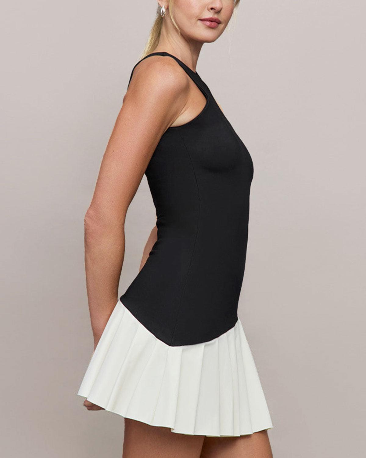 Black Contrast Yoga Dress - Light Support Product Image