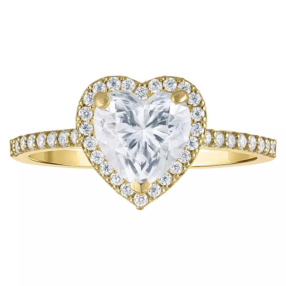 White Lotus 10k Gold Lab-Created Moissanite Heart Ring, Womens Product Image