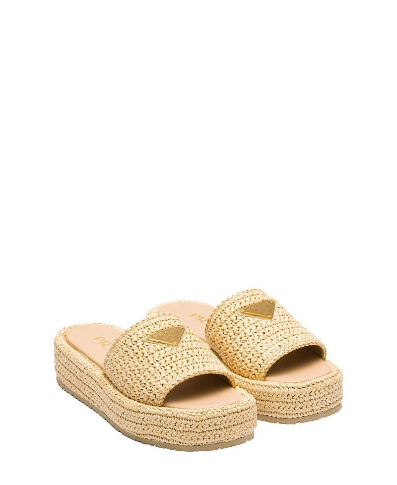 Prada Womens Crochet Flatform Slides Product Image