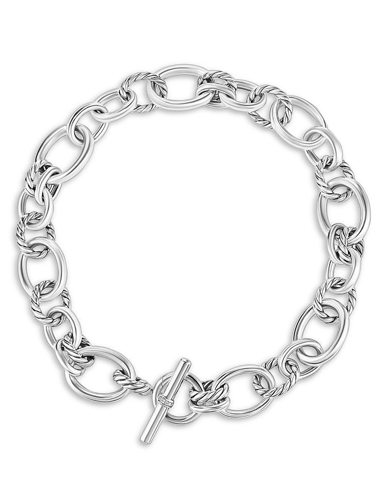 David Yurman Sterling Silver Mercer Diamond Polished Link Collar Necklace, 17 Product Image