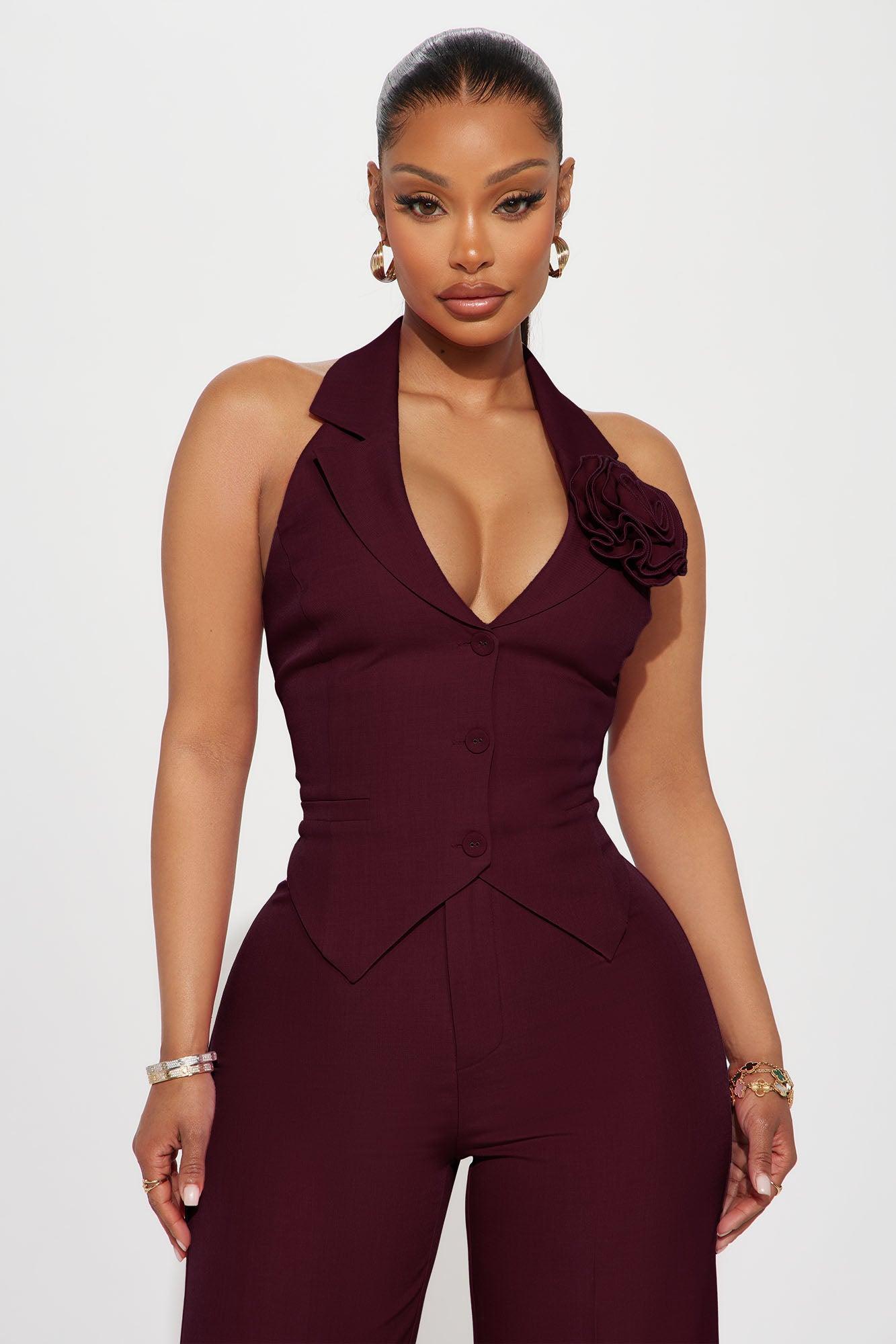 Elle Pant Set - Burgundy Product Image
