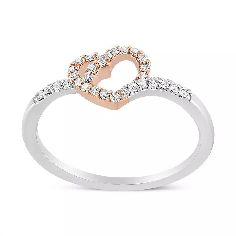 Haus of Brilliance 14k Rose Gold & Sterling Silver 1/5 Carat T.W. Diamond Open Heart Promise Ring, Women's, Size: 7, Pink Tone Product Image