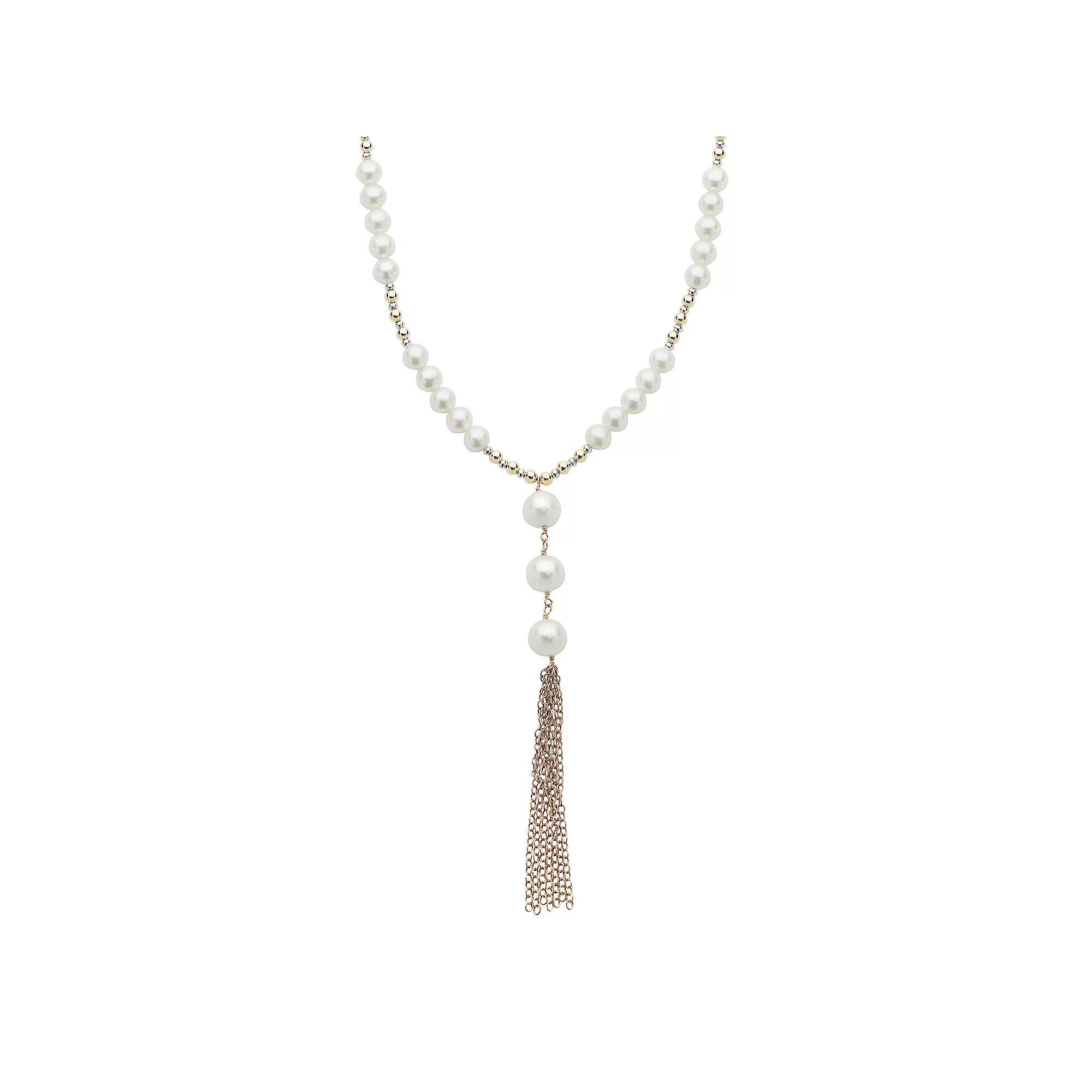 PearLustre by Imperial 14k Rose Gold Filled Freshwater Cultured Pearl Tassel Y Necklace, Womens Pink Tone Product Image