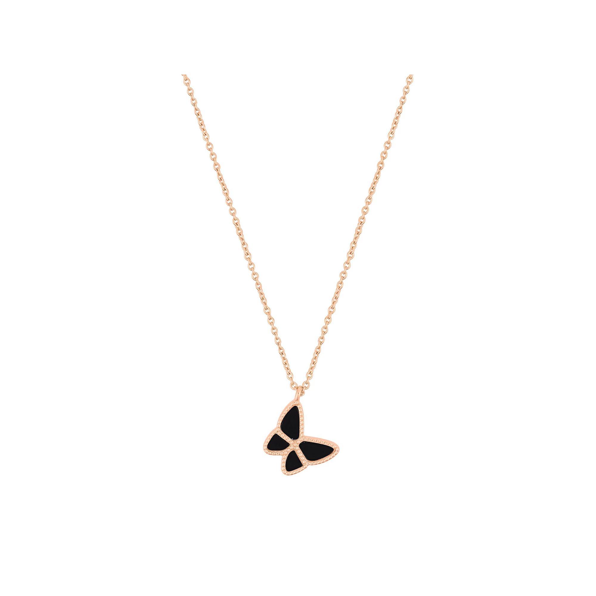 Adornia 14k Gold Tone Butterfly Necklace, Women's, Size: 16-20" ADJ, Rose Tone Black Product Image