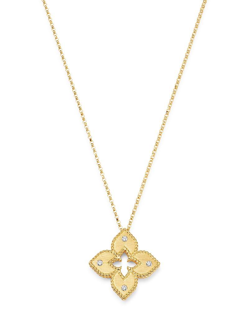 Roberto Coin 18K Yellow Gold Petite Venetian Princess Diamond Pendant Necklace, 17 Product Image