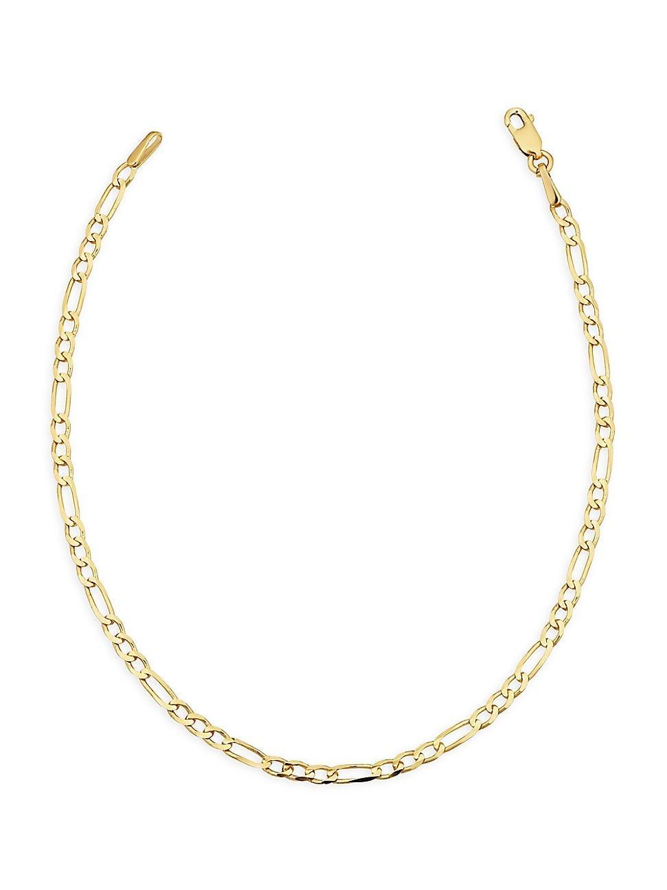 Womens 14K Yellow Solid Gold Florentine Figaro Petite Anklet Product Image