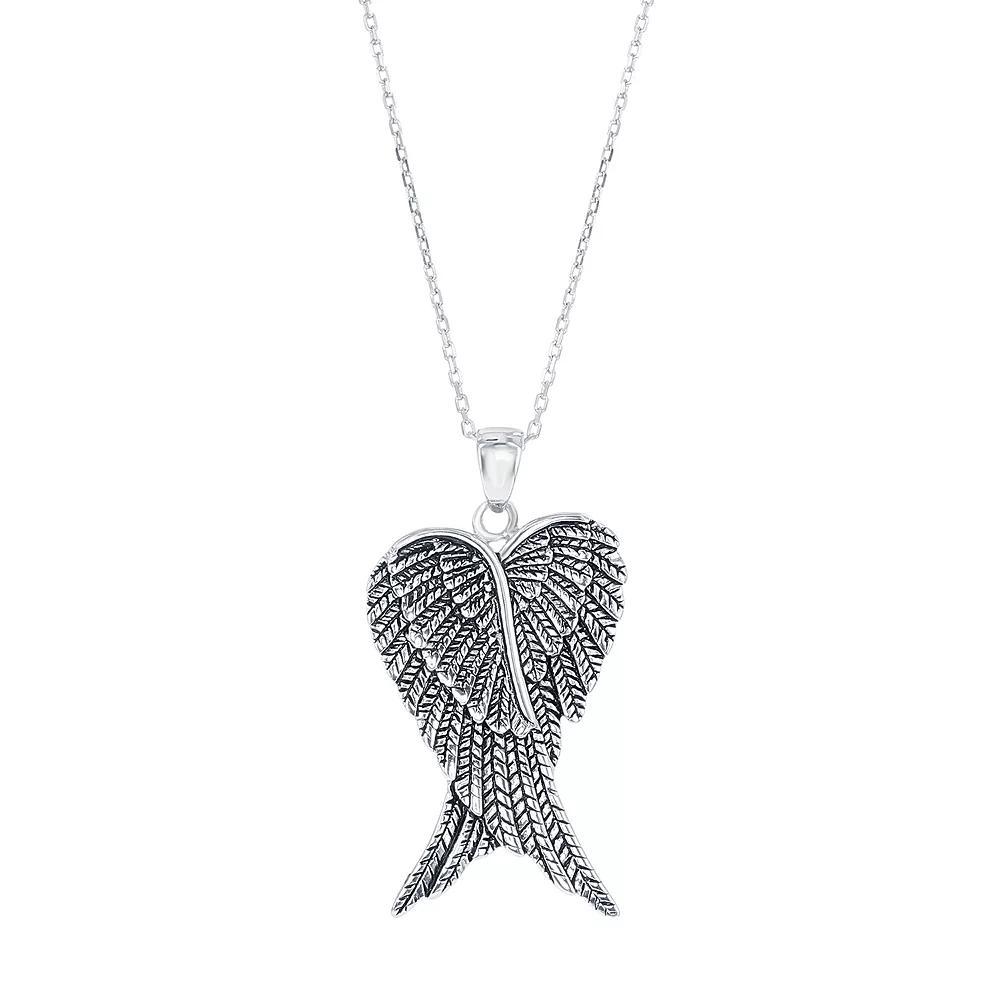Sterling Silver Angel Wings Pendant Necklace, Women's, Size: 18", Silvertone Product Image