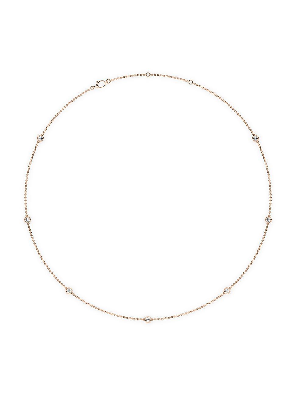Womens 14K Rose Gold & 7-Diamond Station Necklace/0.70-2.10 TCW Product Image