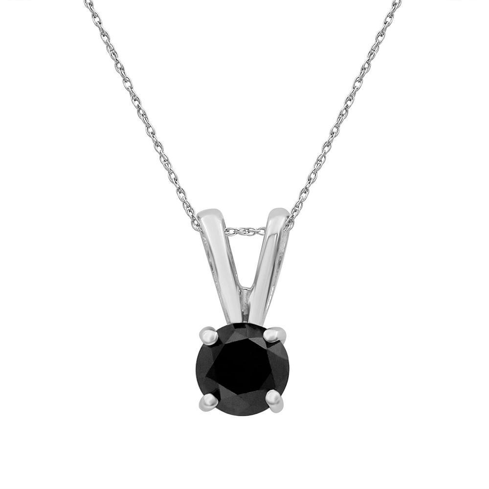Jewelexcess Sterling Silver 1/2 Carat T.W. Black Diamond Solitaire Pendant Necklace, Women's, Size: 18" Product Image