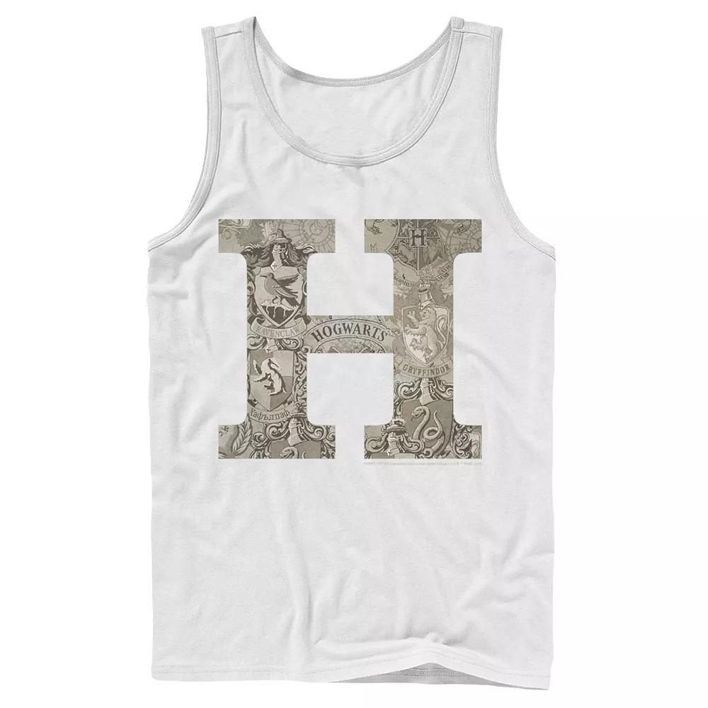 Men's Harry Potter H Hogwarts Crest Fill Tank Top, Size: Large, White Product Image
