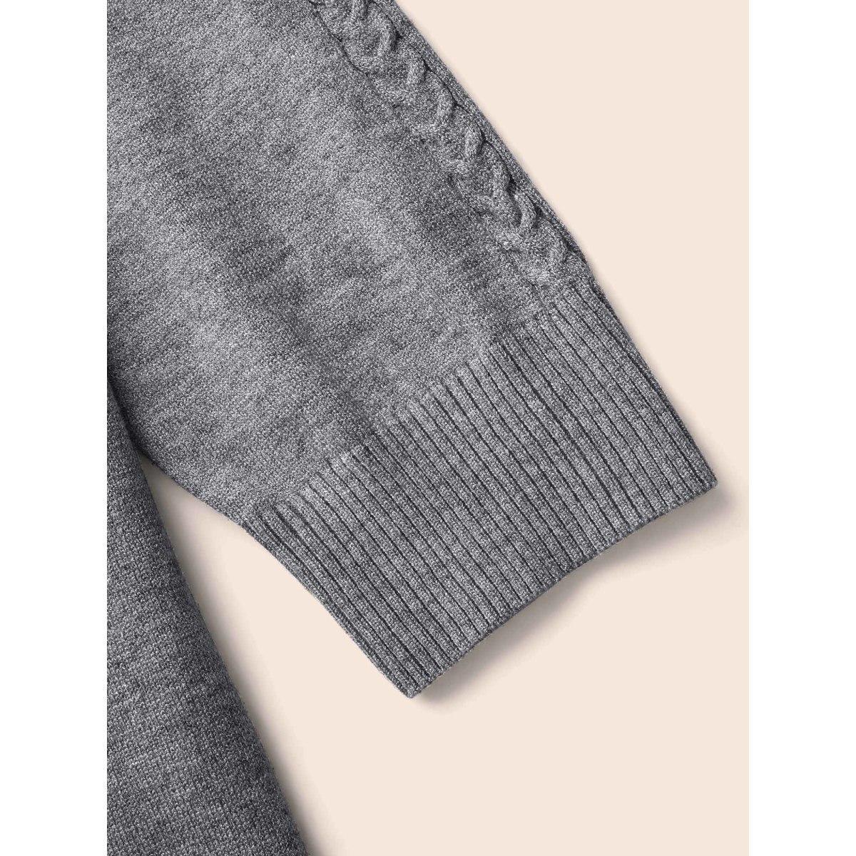 Plus Size Supersoft Essentials Turtleneck Raglan Sleeve Pullover DarkGray Women Casual Long Sleeve Turtleneck Everyday Pullovers BloomChic 26/4X Product Image
