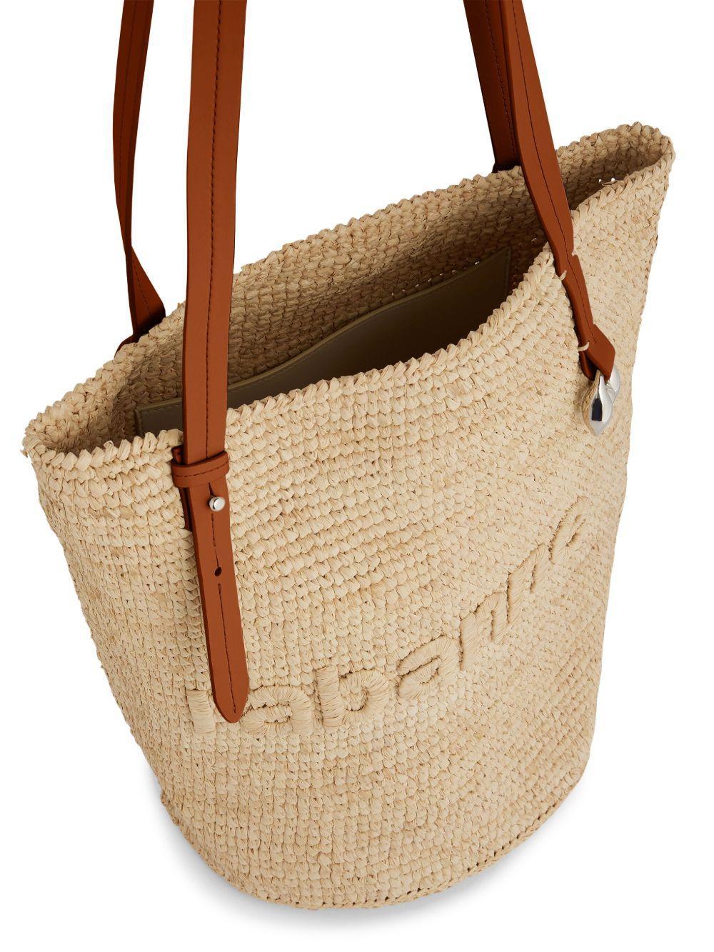 logo-embroidered raffia tote bag Product Image