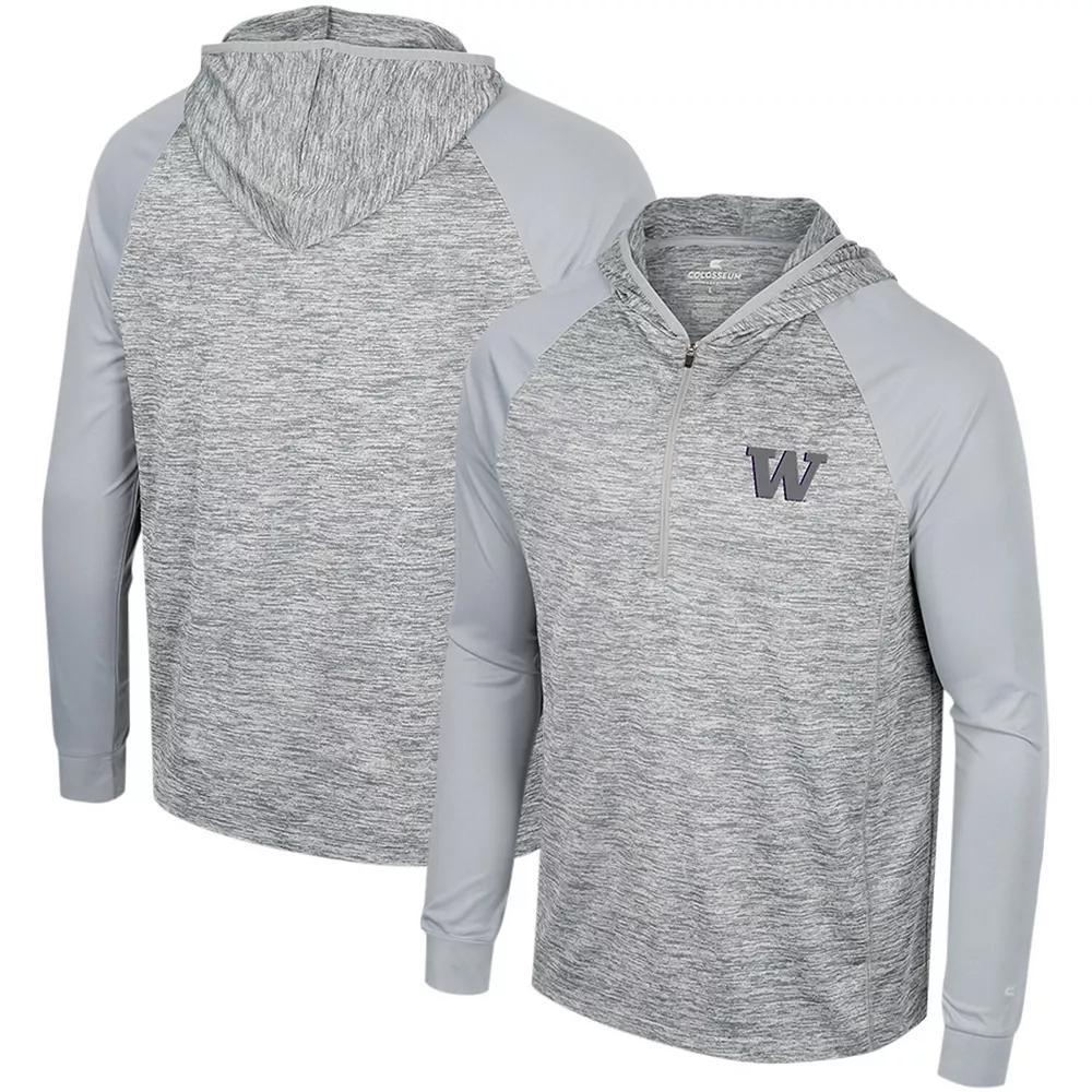 Men's Colosseum Gray Virginia Tech Hokies Cybernetic Raglan Quarter-Zip Hooded Top, Size: 2XL, Grey Product Image