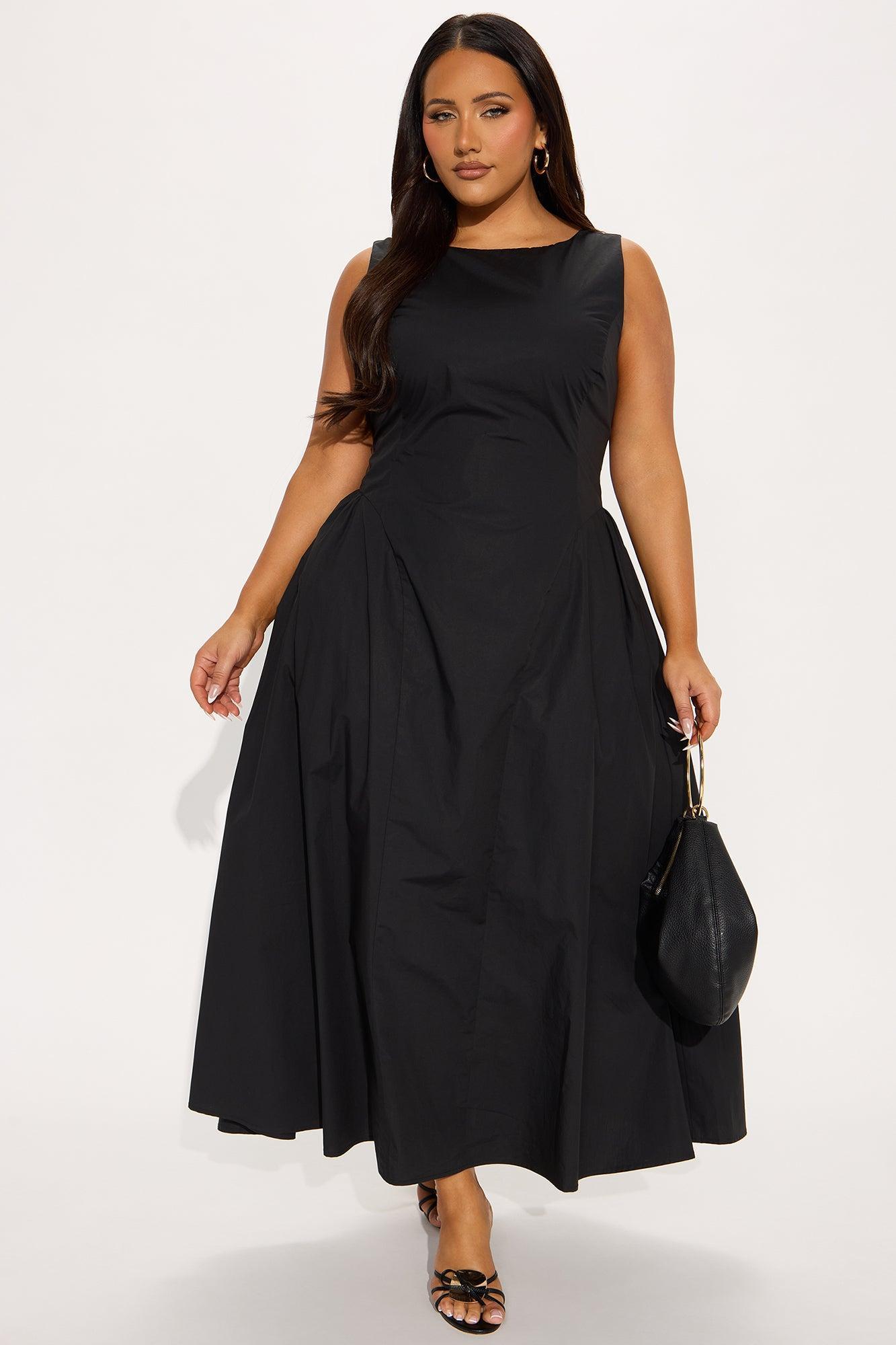 Elena Poplin Maxi Dress - Black Product Image