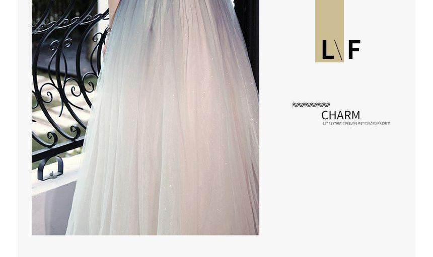 Puff-Sleeve Gradient Mesh A-Line Evening Gown / Midi Dress Product Image