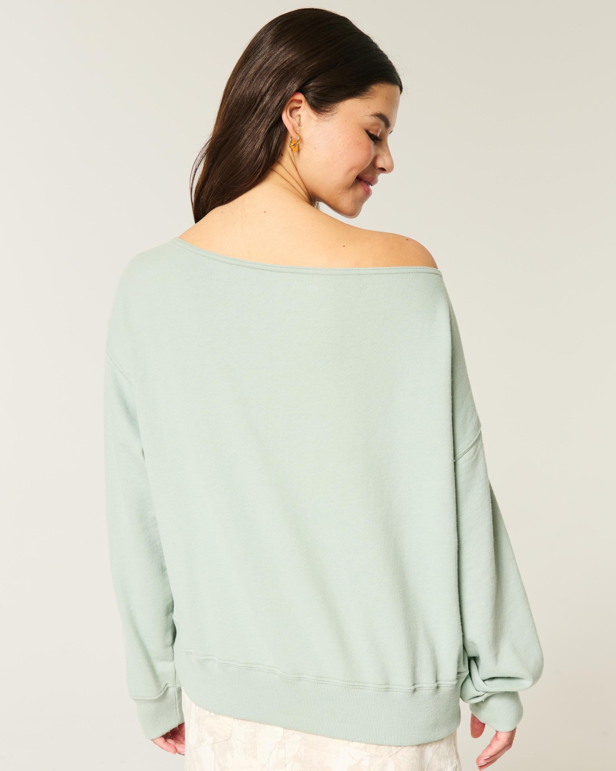 Easy Off-the-Shoulder Boston Sports Graphic Sweatshirt Product Image