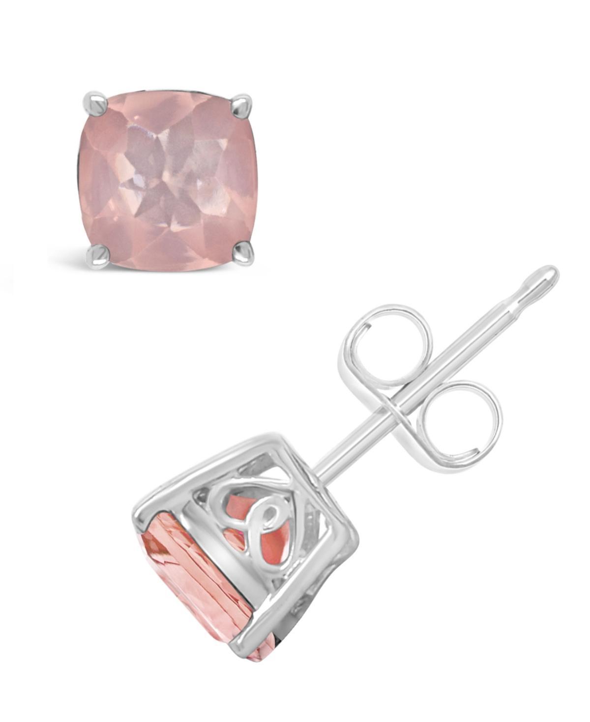 Alyson Layne Sterling Silver 6 mm Cushion Rose Quartz Stud Earrings, Womens Product Image