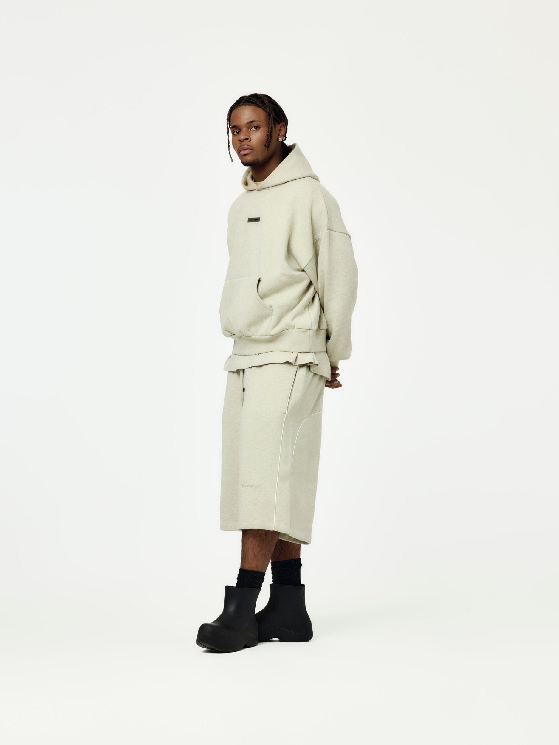 Relaxed Fleece Sweatshort With Piping (Heather Stone) Product Image