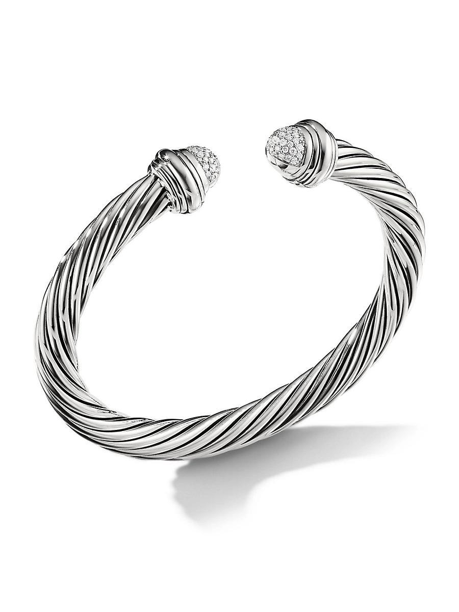 David Yurman Sterling Silver Cable Bracelet with Diamonds Product Image