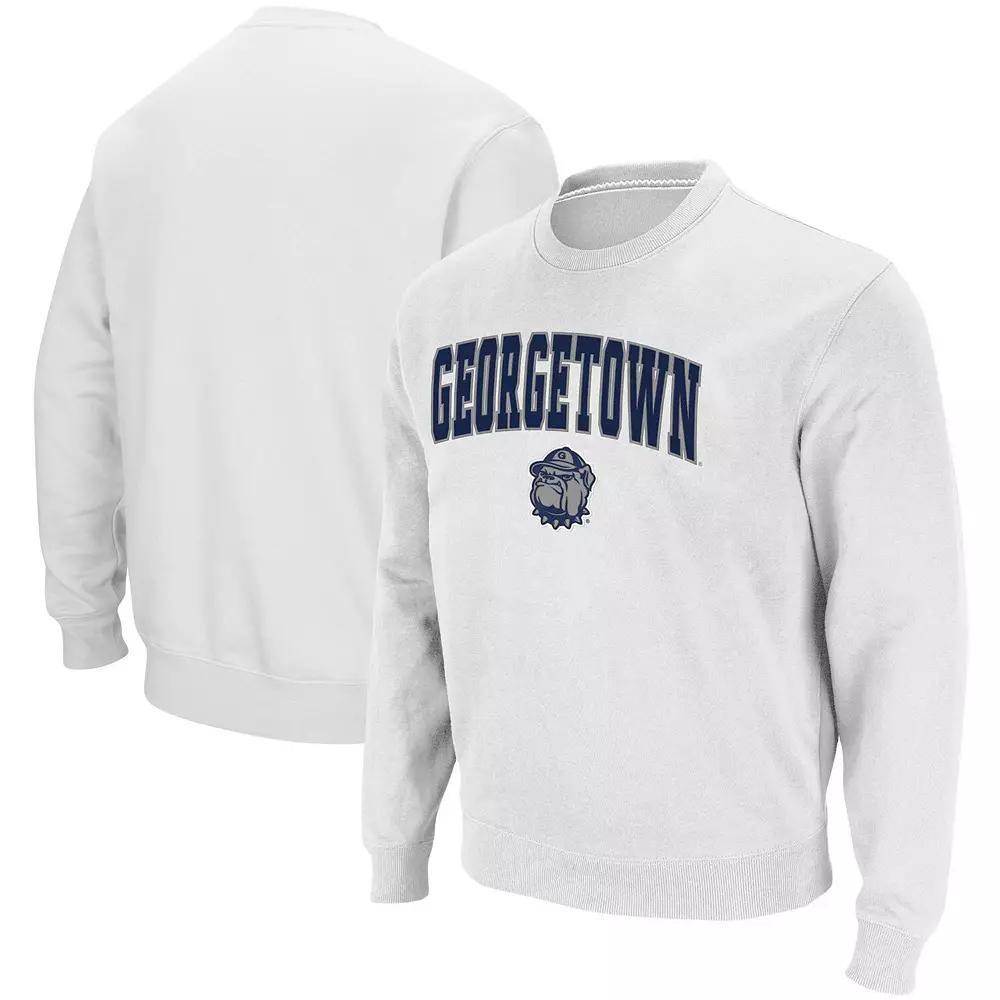 Men's Colosseum White Georgetown Hoyas Arch & Logo Tackle Twill Pullover Sweatshirt, Size: XL, Grg White Product Image