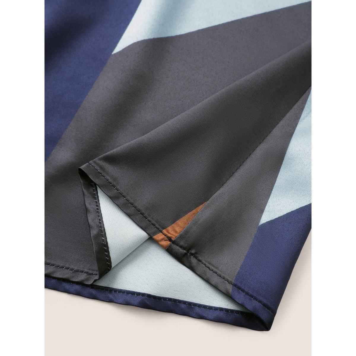 Plus Size Colorblock Contrast Pocket Cropped Skirt Women Multicolor At the Office Non No stretch Slanted pocket Work Skirts BloomChic 18-20/2X Product Image