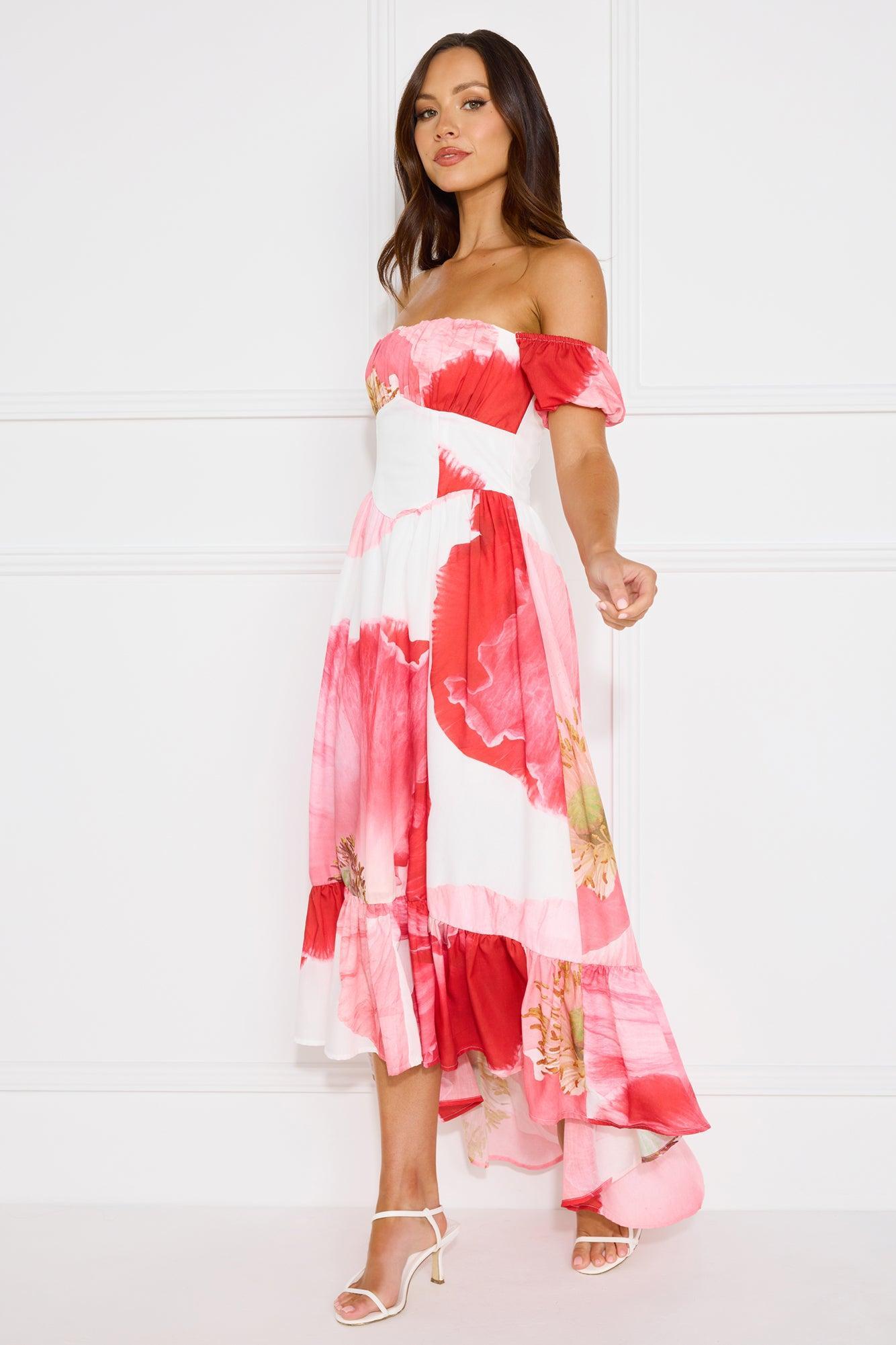 Luxe Narrative Off Shoulder Maxi Dress Pink Product Image