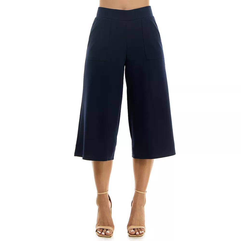 Women's Nina Leonard Elastic Waist Culotte Pants, Size: Medium, Blue Product Image