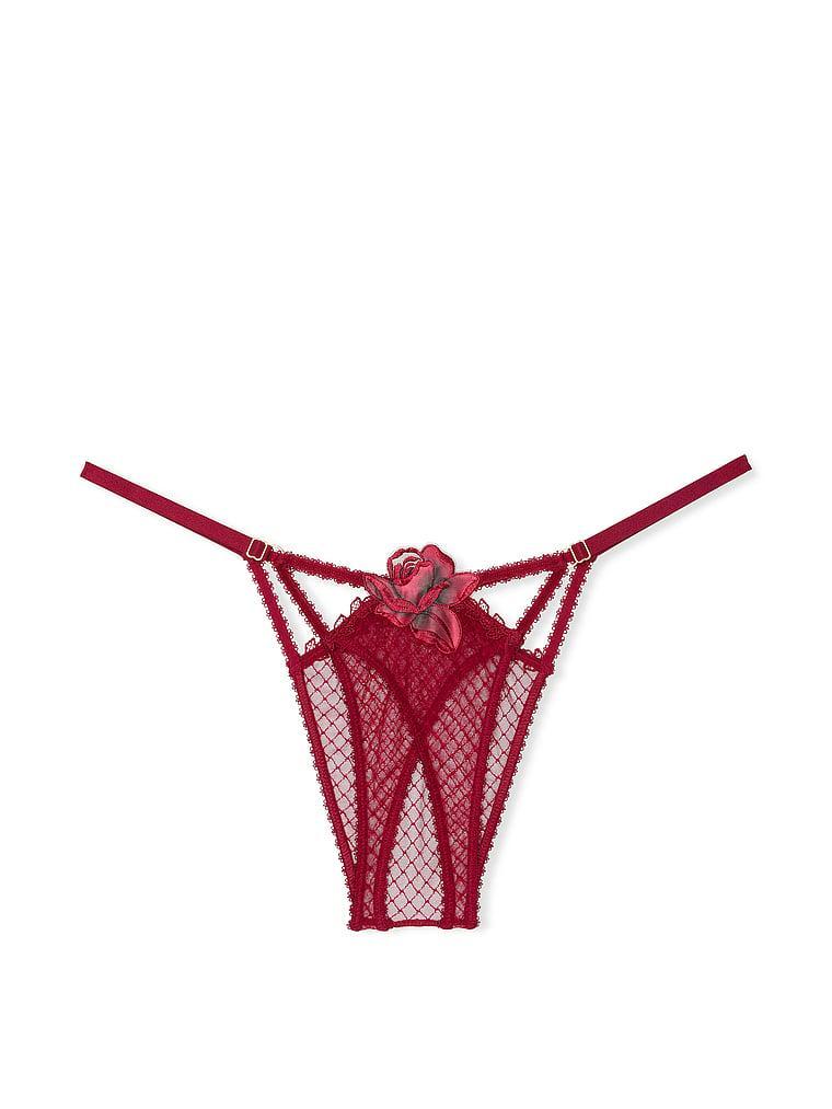 Red Rose Strappy Crotchless Brazilian Panty Product Image