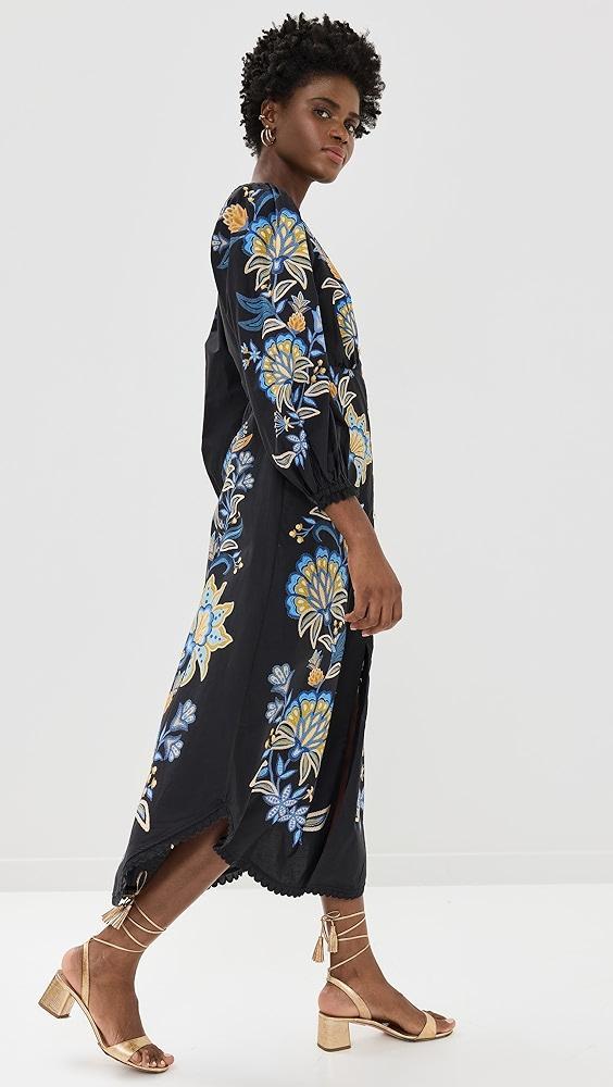 FARM Rio Stitched Garden Black Midi Dress | Shopbop Product Image
