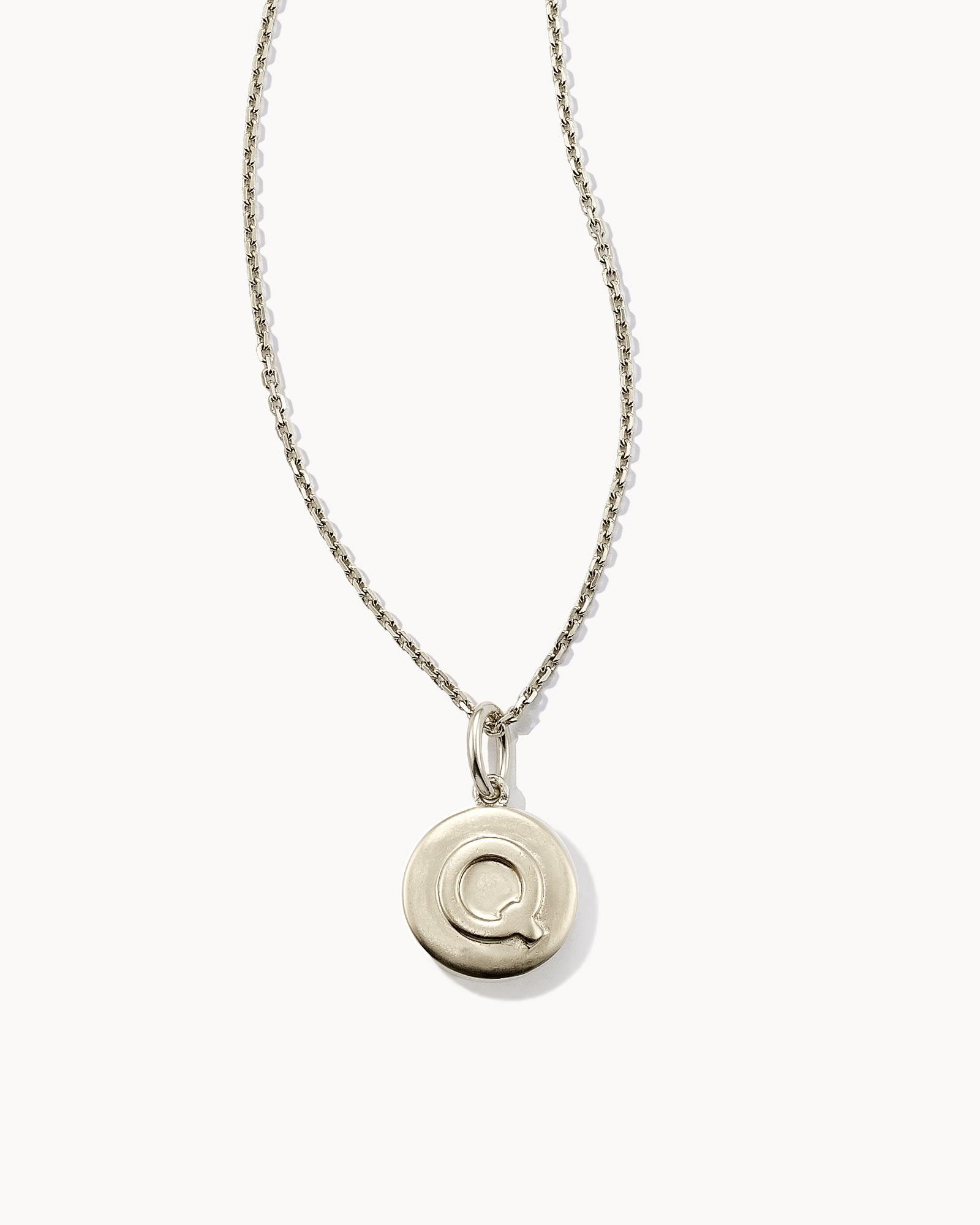 Kendra Scott Letter Q Coin Pendant Necklace in Oxidized Sterling Silver | Metal Product Image