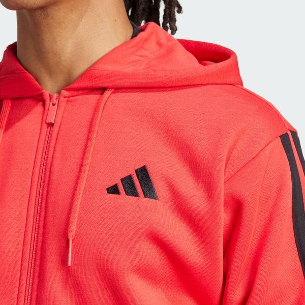 Men's adidas Essentials 3-Stripes Fleece Sportswear Zip Front Hoodie, Size: Medium, Medium Grey Grey Product Image