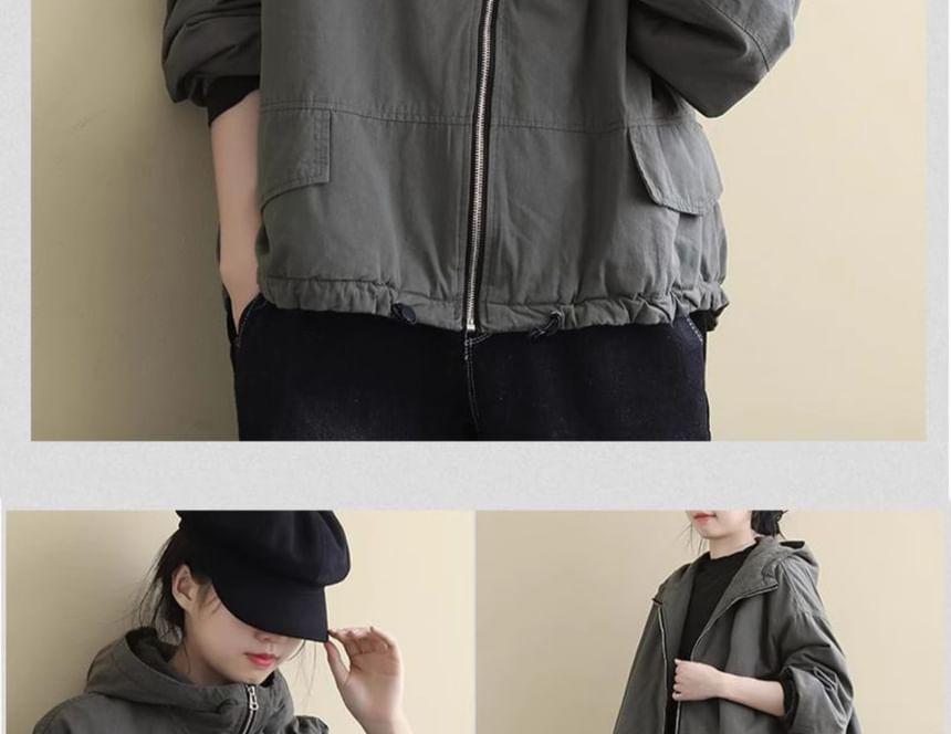 Plain Hooded Oversized Zip Jacket Product Image