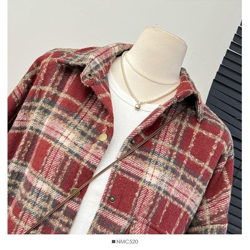 Oversized Plaid Wool Shacket Product Image