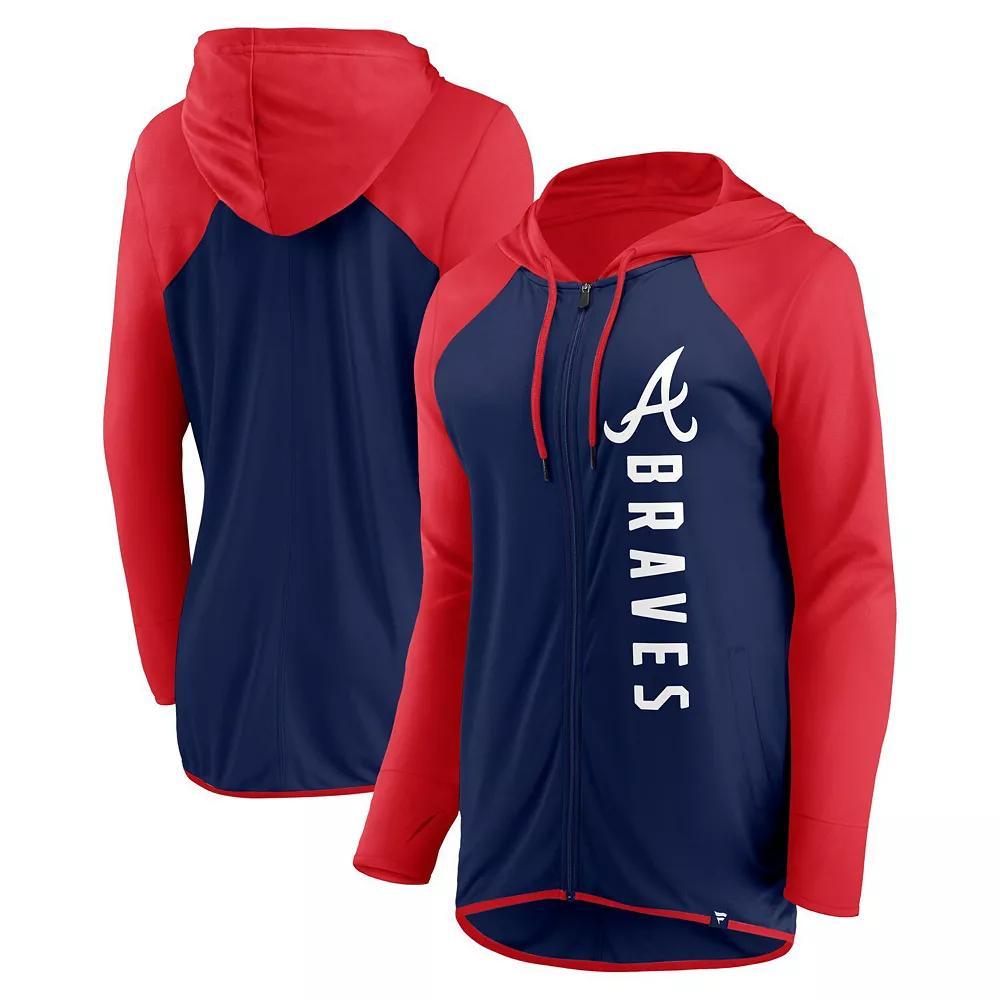 Womens Fanatics Branded /Red Atlanta Braves Forever Fan Full-Zip Hoodie Jacket Blue Product Image