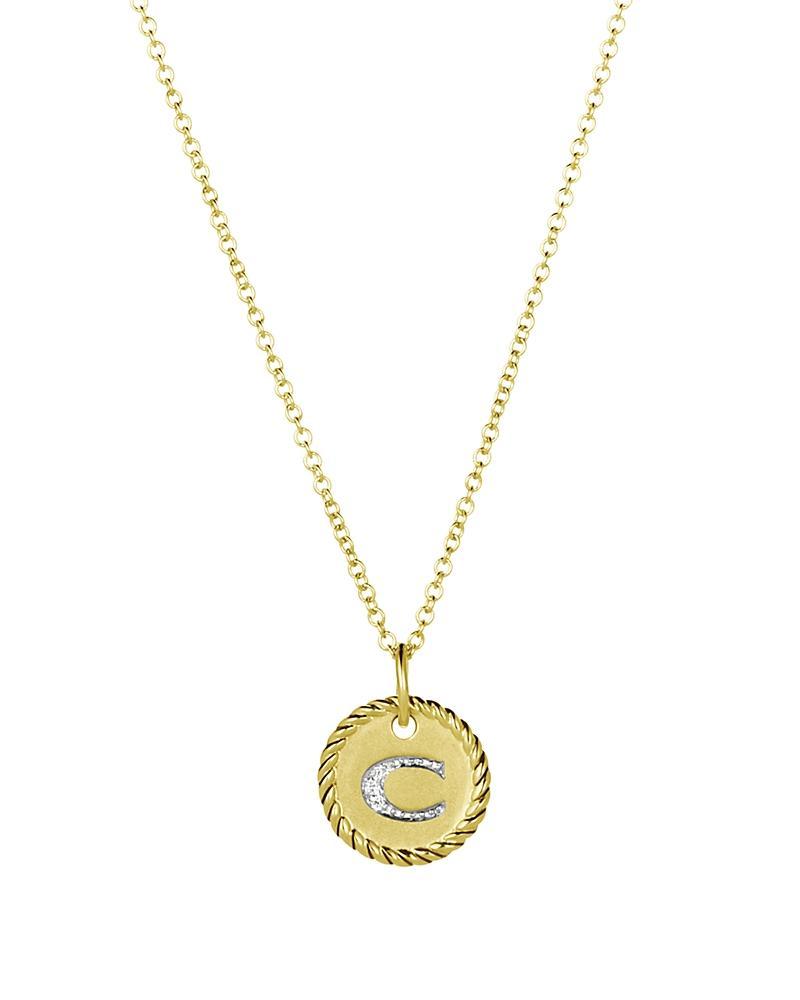 David Yurman Cable Collectibles Initial Pendant with Diamonds in Gold on Chain, 16-18 Product Image